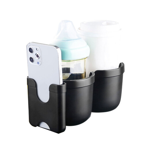 Double Cup Holder with Phone and Bottle Organizer for 2