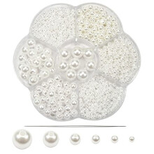 Pearl Beads White Round Acrylic 1248 pcs 3-10mm