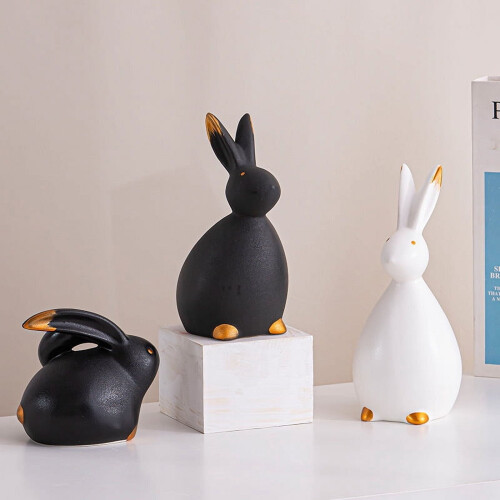 Ceramic Bunny Figurine Porcelain White Style A 2