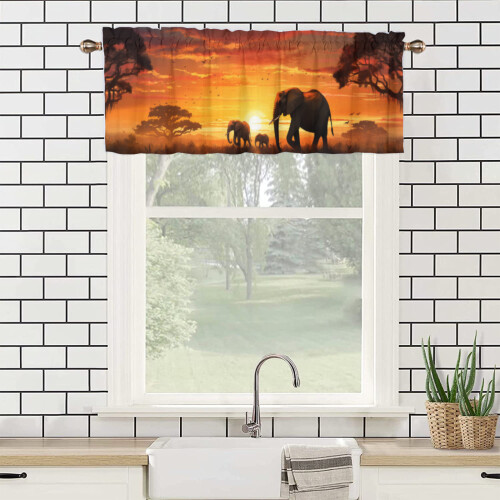 Cortina de Cozinha com Estampa de Elefante Africano, 54x18 polegadas (2 peças) 2