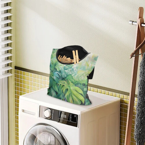 Clothespin Storage Bag Palm Leaves Reusable Large Opening 1