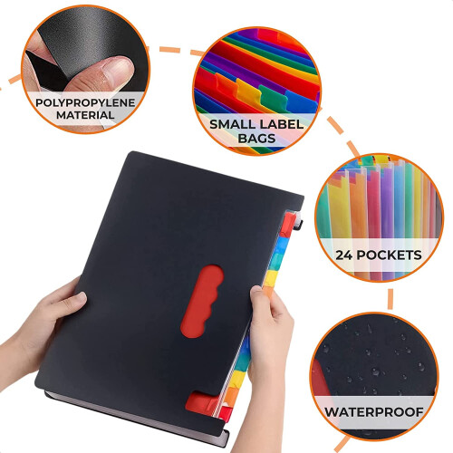 A4 Plastic Accordion Folder Organizer 24 Pcs 2