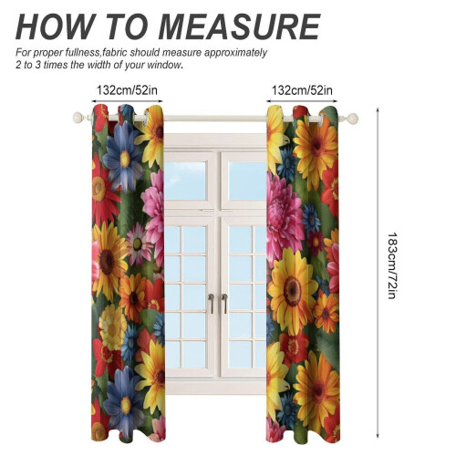 Floral Watercolor Curtain Set 2 Panels 1