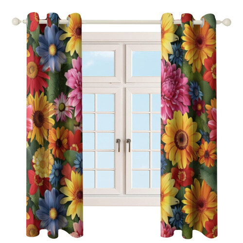 Floral Watercolor Curtain Set 2 Panels 2