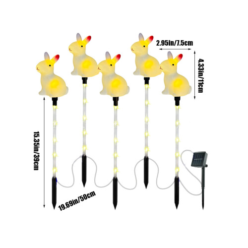 LED Easter Bunny Solar Ground Lights 5-Pack 2