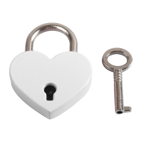 Heart-shaped metal suitcase lock with key, multicolor 1