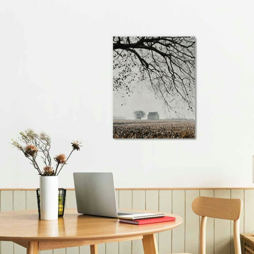 Svartvit canvastavla för höstlandskap 30x43 cm 1