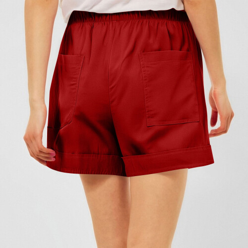 Dameshorts med elastisk midje, rød S 2
