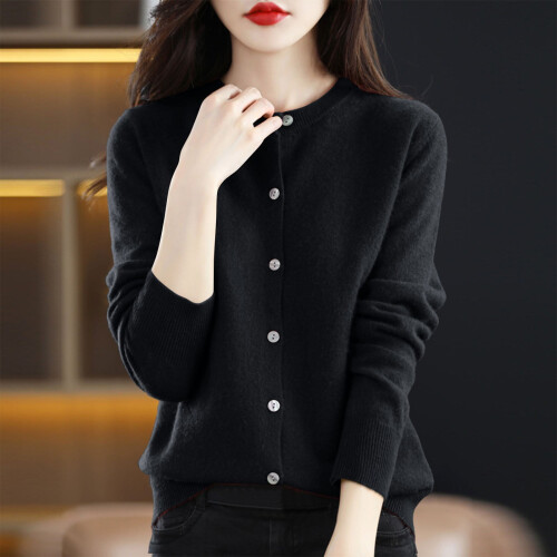 Damen-Strickcardigan, einfarbig, langärmelig 1
