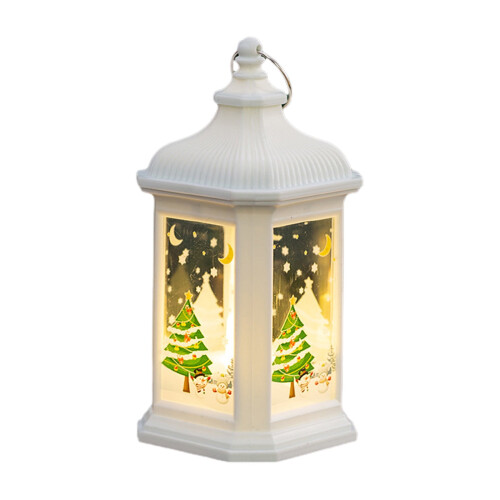 Lanterne de Noël LED à piles, thème neige, 1 1