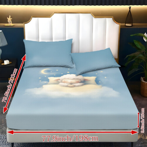 Ensemble de draps pour lit simple en polyester doux et rafraîchissant, 3 pièces 1
