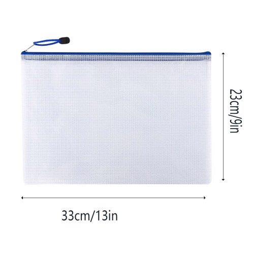 AuroraX Letter Size Pencil Bag with Zipper White Clear 1