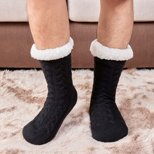 Slipper Socks Varmt, fluffigt fleecefoder med halkfria grepp 1