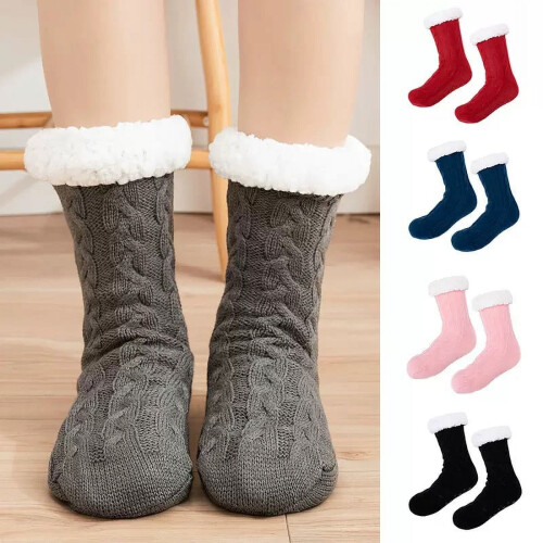Slipper Socks Varmt, fluffigt fleecefoder med halkfria grepp 2