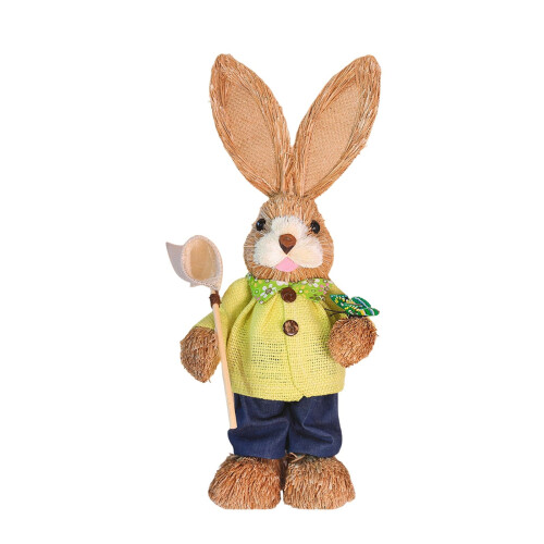 Handmade woven straw bunny craft kit Easter decoration 2