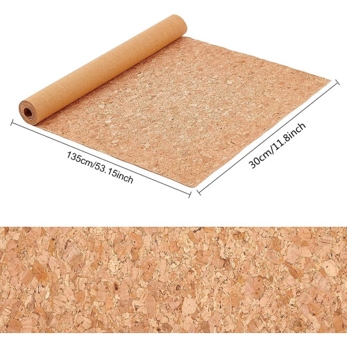 Cork Fabric Sheets PU Natural Real Cork 2 Rolls 53x11.8 Inch 1