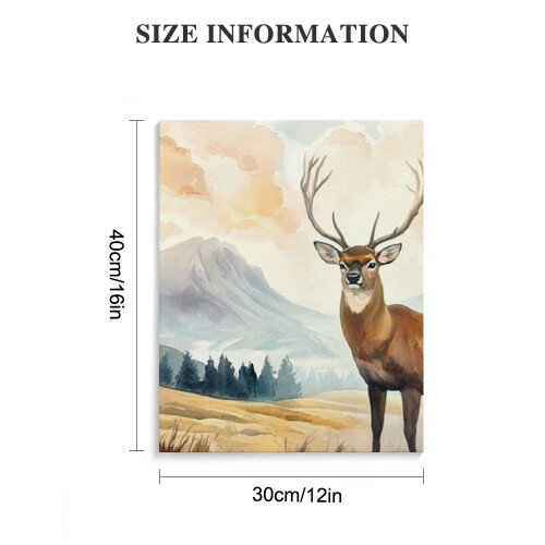 Hirsch-Leinwandbild, Waldlandschaft, Aquarelldruck 2
