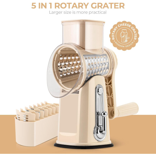 Râpe à fromage rotative avec poignée et base à ventouse – 1