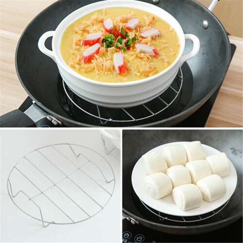 Grille de cuisson ronde en acier inoxydable avec support 1