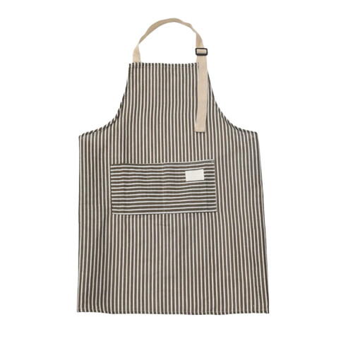 Grembiule da cucina da donna a righe in cotone e lino con tasche, 1