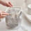 Transparent kitchen trash can with spring lid, plastic, 1 5