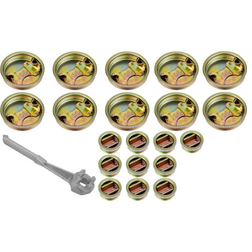 TampãO de Tambor de Metal de 20 PeçAs com Junta Tampa de AçO de 2 Polegadas e 3/4 Polegadas com Tampas de AlumíNio com Chave de Bung de Barril