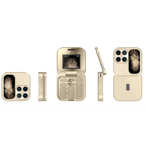 i17PRO Mini Flip Phone com Rádio FM e Dual SIM 1