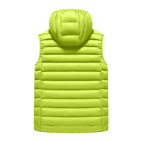 Colete masculino de algodão com capuz, corte slim, verde fluorescente. 2