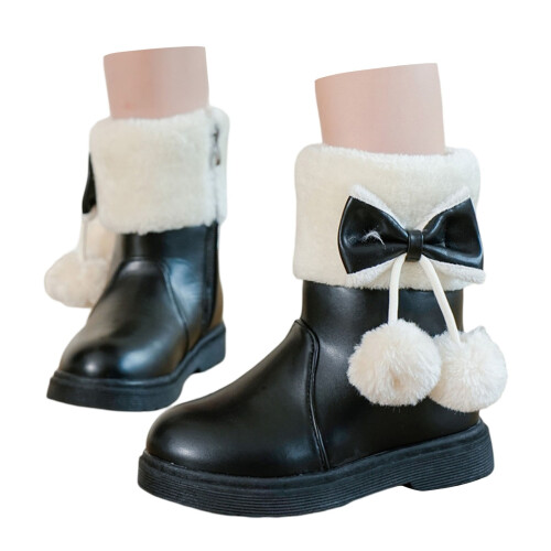 Mädchen-Winterstiefel mit dicker Sohle, einfarbig, Schleifendesign 2