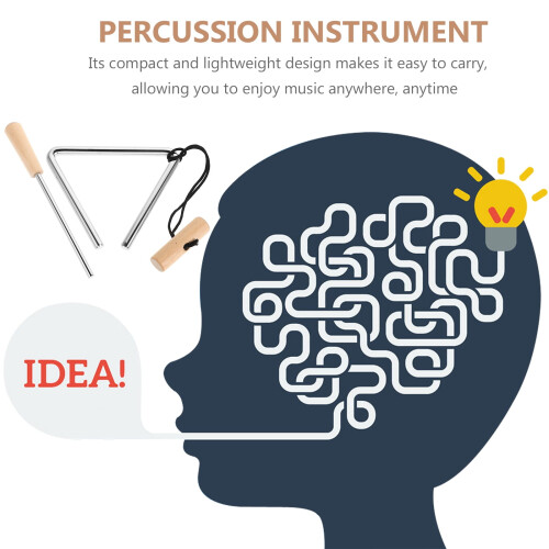Sino de jantar triangular, instrumento musical prateado 2