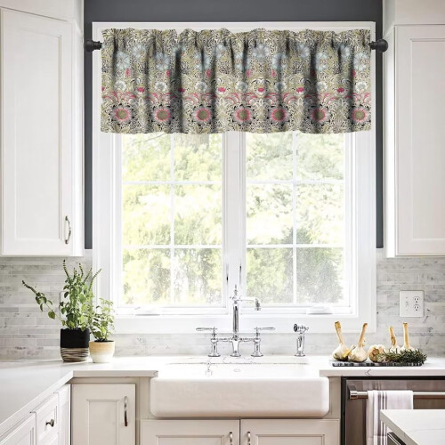 Retro Boho Floral Window Valance William Morris Design 2