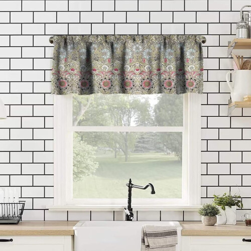 Retro Boho Floral Window Valance William Morris Design 1