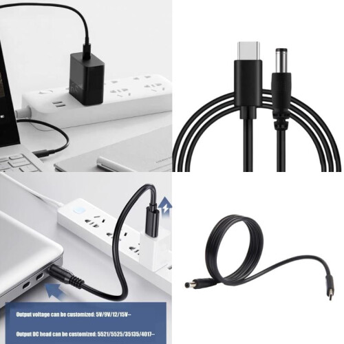 USB C PD til 12V DC 5,5x2,1 mm udgangsstrømkabel til opladning af elektronik 1