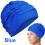 Swimming Cap for Women Large Size Blue Cloth Pleated 6