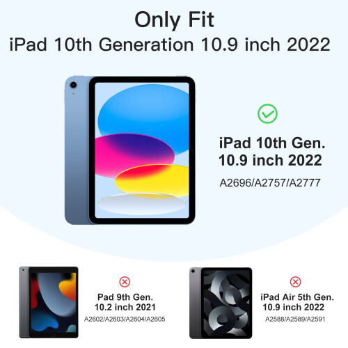 iPad 10. Generation, hellblaue Dreifach-Klapphülle mit Stifthalter 2