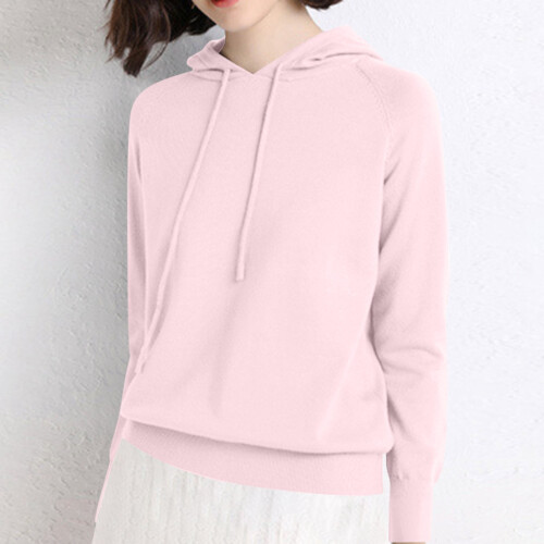 Lett strikket hettegenser i fleece til dame 2