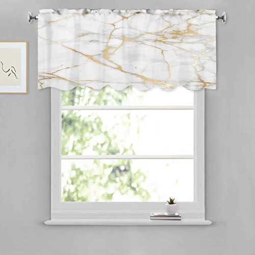 Kitchen Valances Abstract Art Gold White 52x18 Inch 1 Panel 2