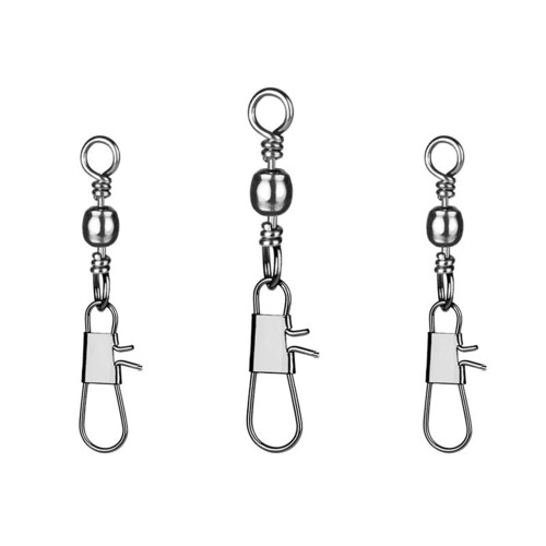 Fishing Rolling Barrel Swivel with Safety Snap 200Pcs 2