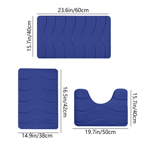 Bathroom Rug Set 3-Piece Non-Slip Thick Absorbent Mats 2