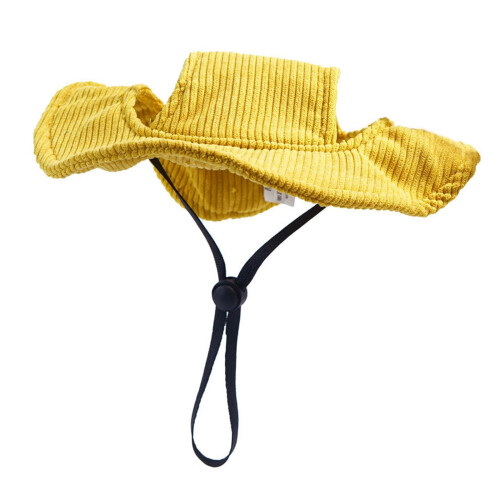 Dog Hat Sun Protection Adjustable Drawstring Yellow 2