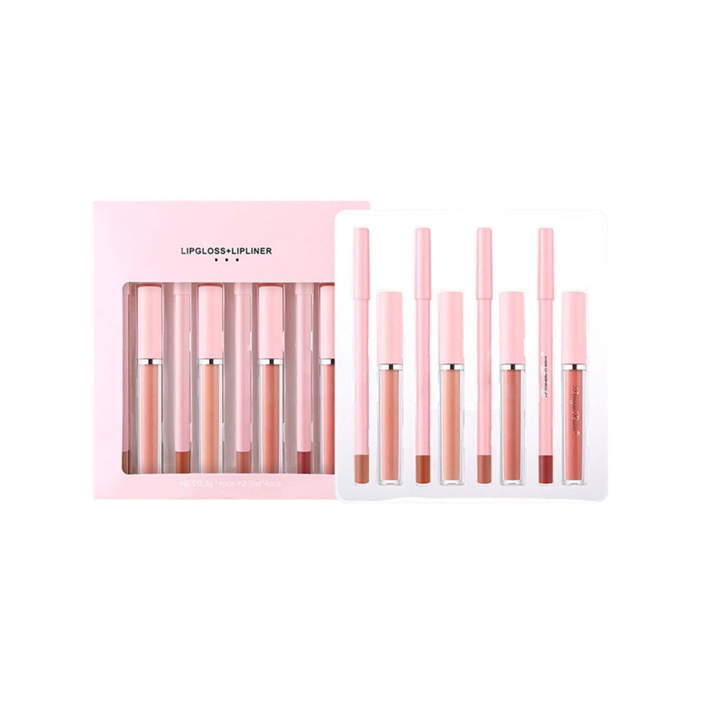 Matte Lipstick and Lipliner Set 4+4
