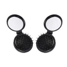 Perie de păr mini 2 buc, perii de păr cu oglindă pliabilă pentru călătorie, pieptene de buzunar rotund compact pentru descurcare cu oglindă