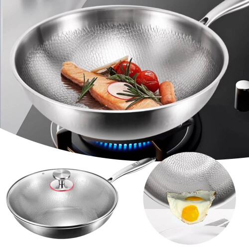 TI Titanium Wok - Pure Titanium Frying Pan with Fish Scale 1