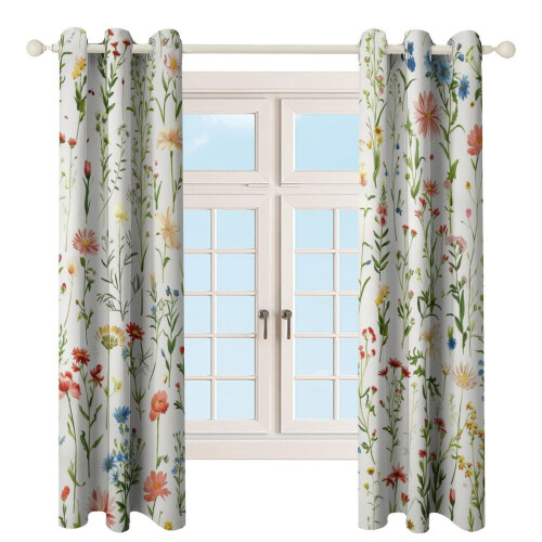 Floral Watercolor Blackout Curtains Grommet Thermal 2 Panel 2