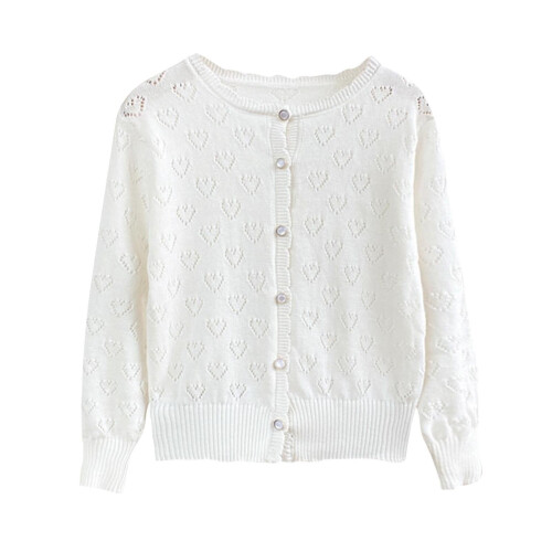 Girls Knit Cardigan Solid Color Long Sleeve Open Front 1