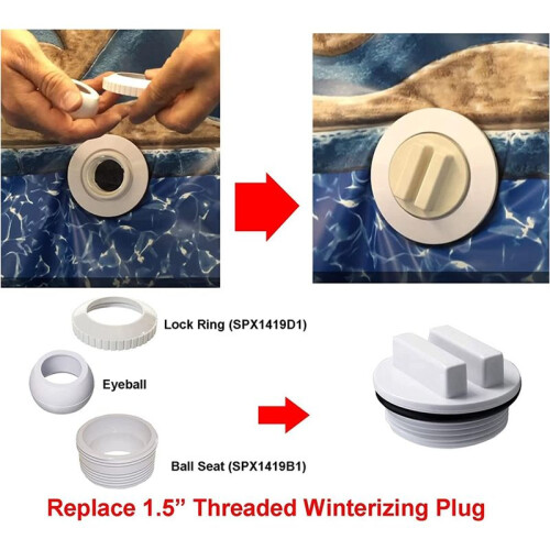 Pool Spa 1/2Inch Opening Hydrostream Return Jet Fitting SP1419C with 1-1/2Inch MIP Thread Replacement SP1419C(5PCS) 1