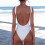 Women's white monokini one-piece swimwear 7