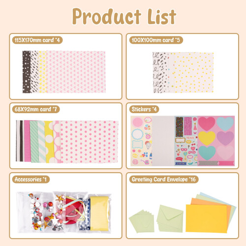 DIY Greeting Card Kit with 16 Cards, Envelopes and Decor 2