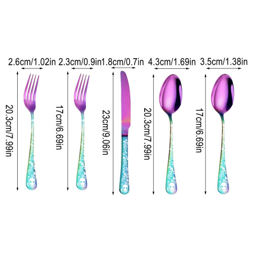 Gothic Skull Silverware Set Black 5-Piece 1
