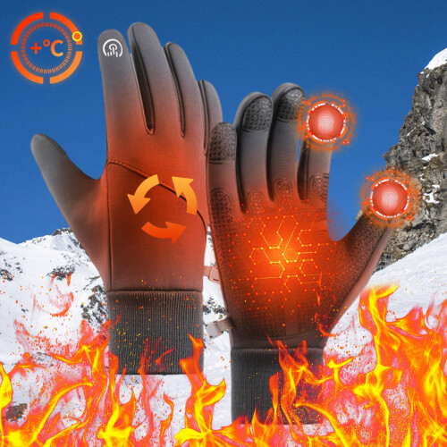 Heated Winter Gloves Thermal Fleece Touchscreen Windproof 2